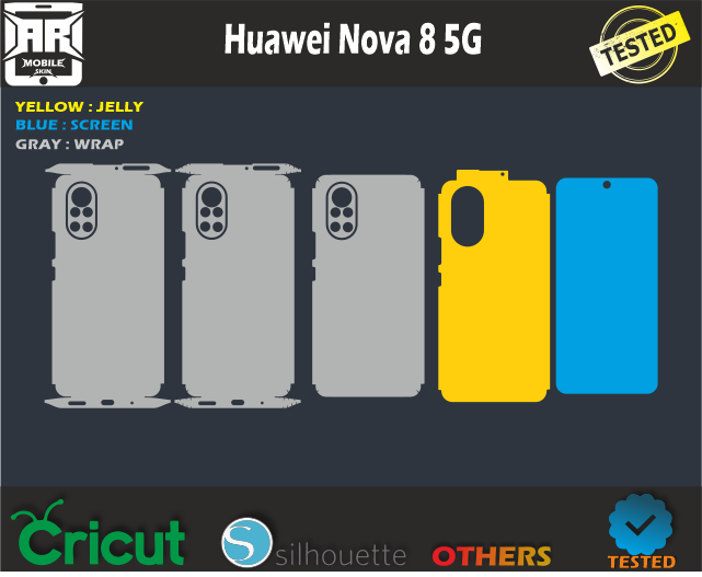 Huawei Nova 8 5G Skin Template Vector