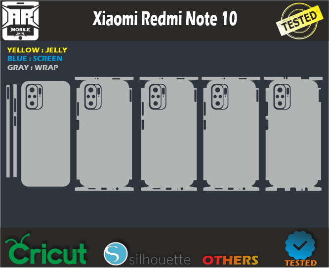 Xiaomi Redmi Note 10 Skin Vector Template Vector