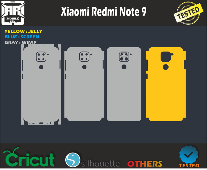 Xiaomi Redmi Note 9 Skin Vector Template Svg