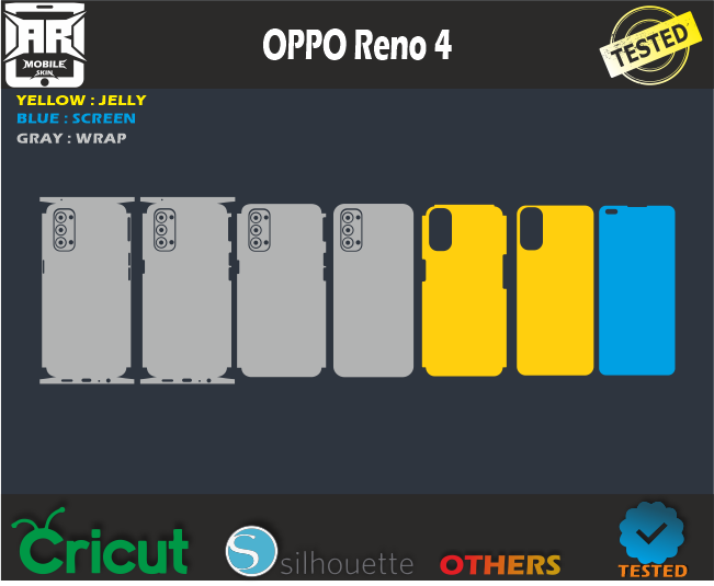 OPPO Reno 4 Skin Template Vector