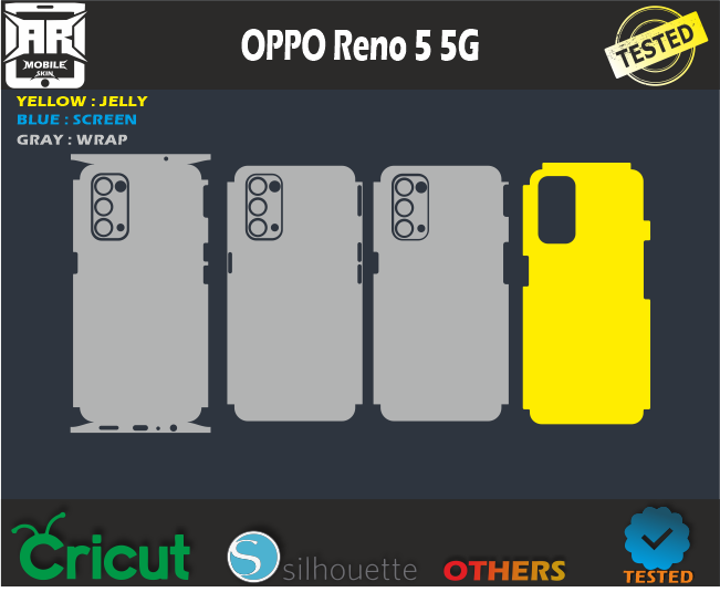 OPPO Reno5 5G Skin Template Vector