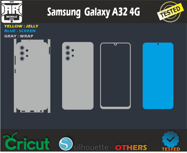 Samsung A32 4G Skin Template Vector