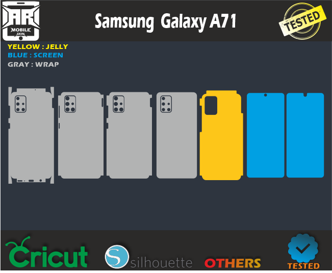 Samsung Galaxy A71 Skin Template svg