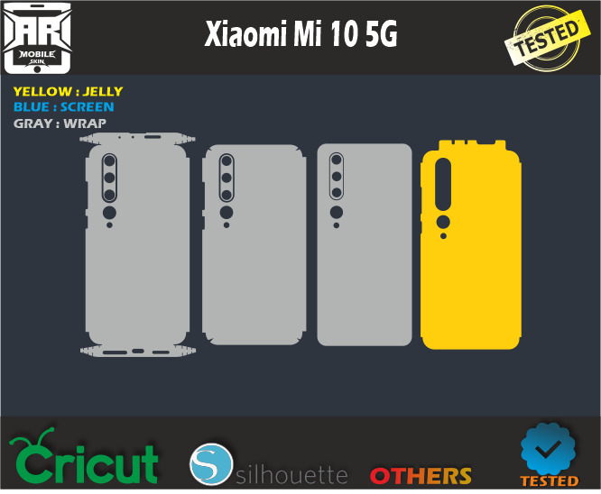 Xiaomi Mi 10 5G Skin Template Vector