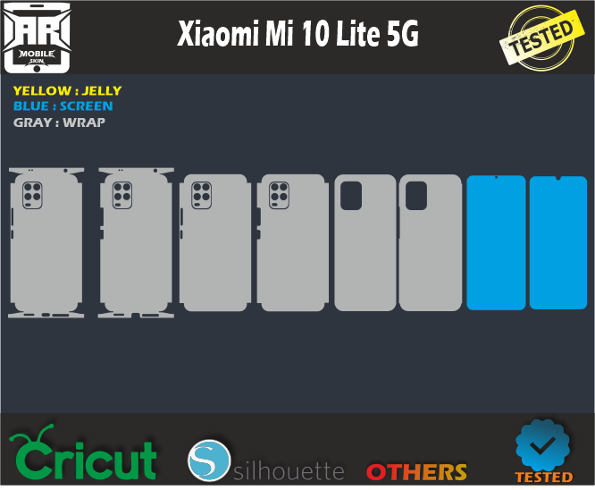 Xiaomi Mi 10 Lite 5G Skin Template Vector
