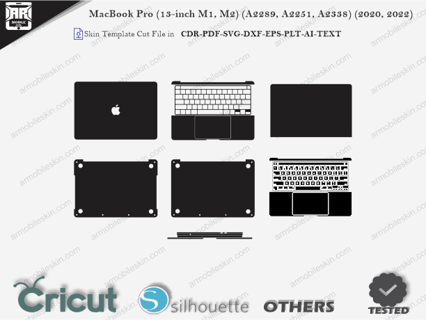 MacBook Pro (13-inch M1, M2) (A2289, A2251, A2338) (2020, 2022) Skin Template Vector