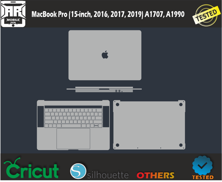 MacBook Pro (15-inch, 2016, 2017, 2019) A1707, A1990 Skin Template Vector