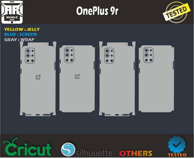 OnePlus 9R Skin Template Vector