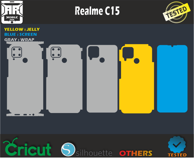 Realme C15 Skin Template Vector