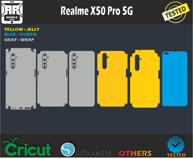 Realme X50 Pro 5G Skin Template Vector