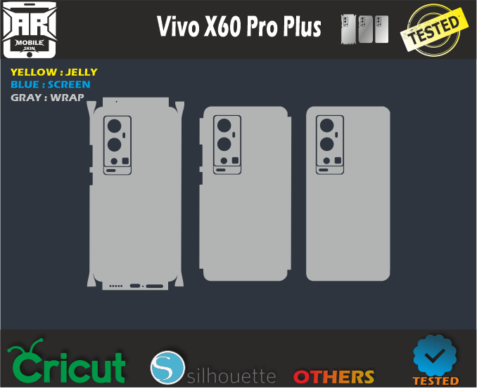 Vivo X60 Pro Plus Skin Template Vector