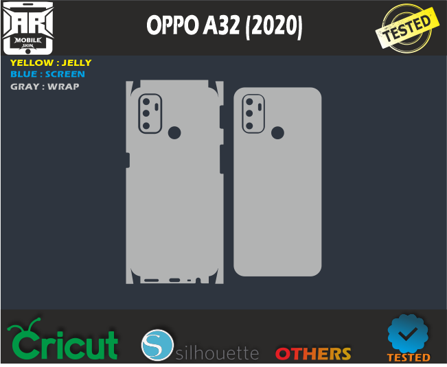 OPPO A32 Skin Template Vector