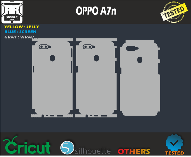 OPPO A7n Skin Template Vector