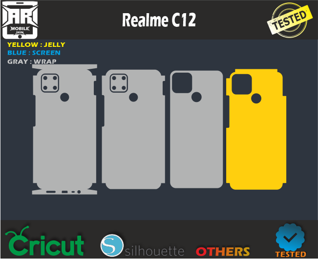 Realme C12 Skin Template Vector