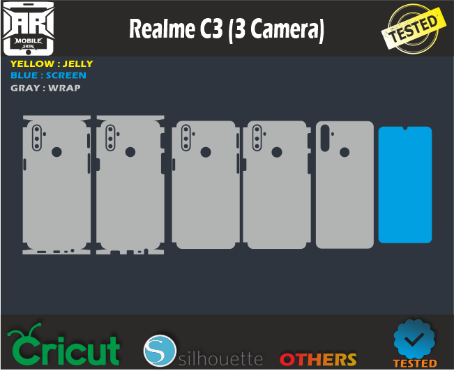 Realme C3 3 Camera Skin Template Vector
