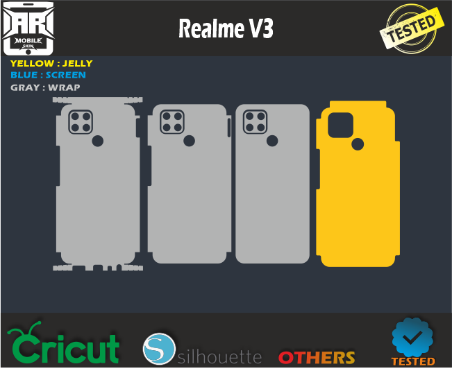 Realme V3 Skin Template Vector
