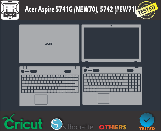 Acer Aspire 5741G (NEW70), 5742 (PEW71) Skin Template Vector