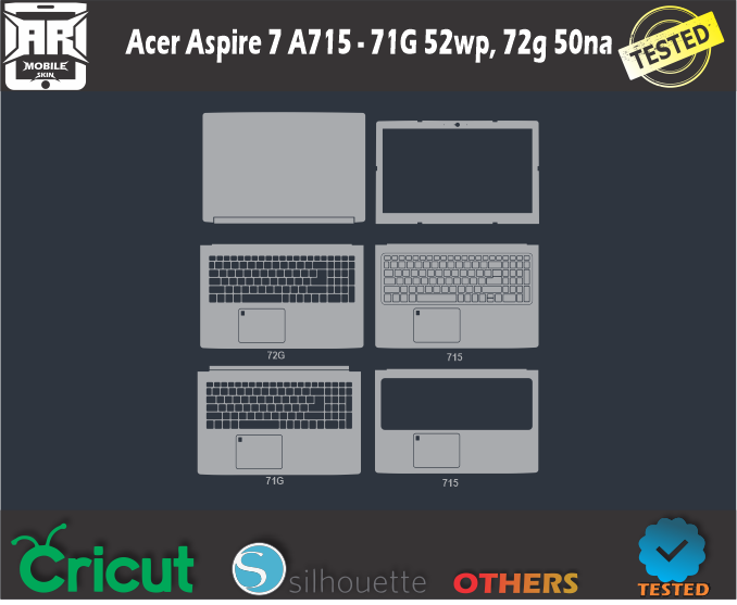 Acer Aspire 7 A715 – 71G 52wp, 72g 50na Skin Template Vector