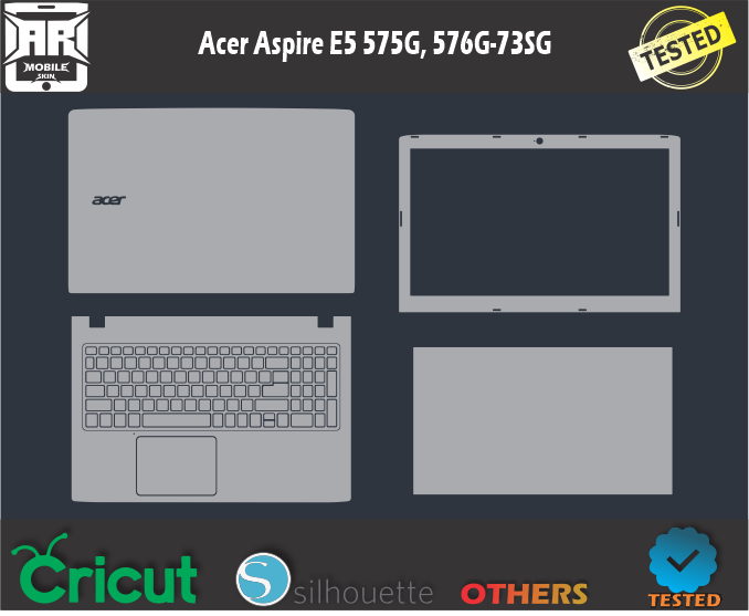 Acer Aspire E5-523G, 553G, 575G, 576G, 73SG; K50-20 Skin Template Vector
