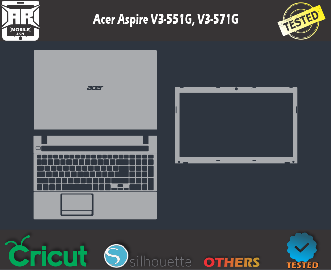 Acer Aspire V3-551G, V3-571G Skin Template Vector