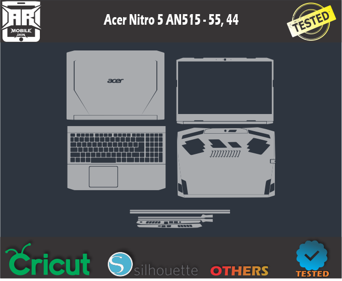 Acer Nitro 5 AN515 – 55, 44 Skin Template Vector
