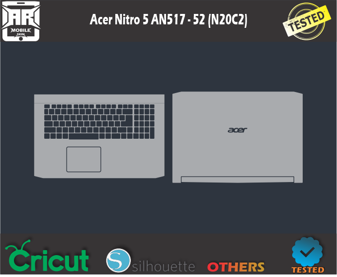 Acer Nitro 5 AN517 – 52 (N20C2) Skin Template Vector