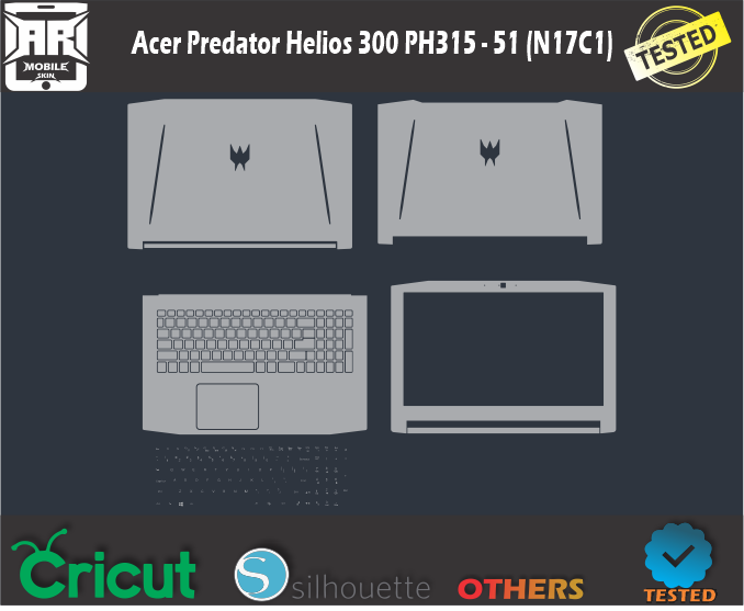 Acer Predator Helios 300 PH315 – 51 (N17C1) Skin Template Vector