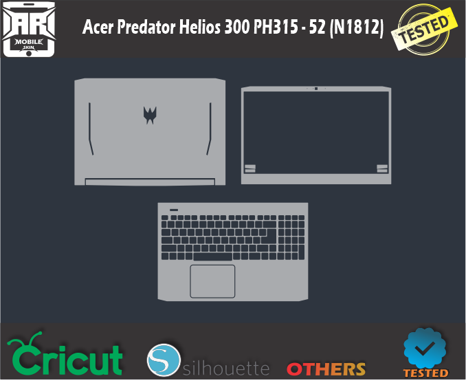 Acer Predator Helios 300 PH315 – 52 (N1812) Skin Template Vector