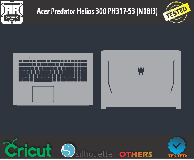 Acer Predator Helios 300 PH317-53 (N18I3) Skin Template Vector