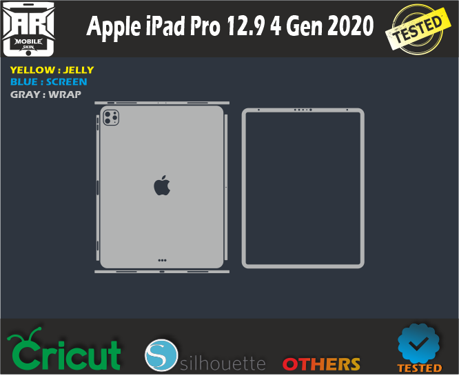 Apple iPad Pro 12.9 4 Gen 2020 Skin Template Vector
