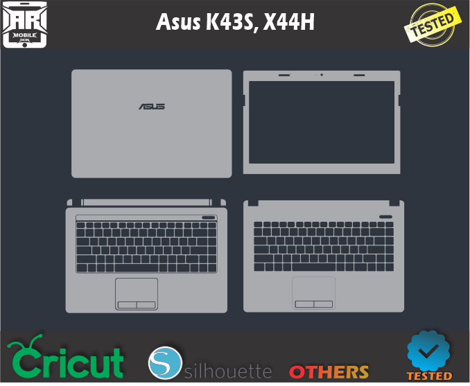 Asus K43S, K84L, X43, X44H Series Skin Template Vector