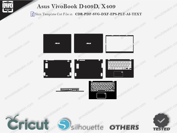 Asus VivoBook D409D, X409 Skin Template Vector