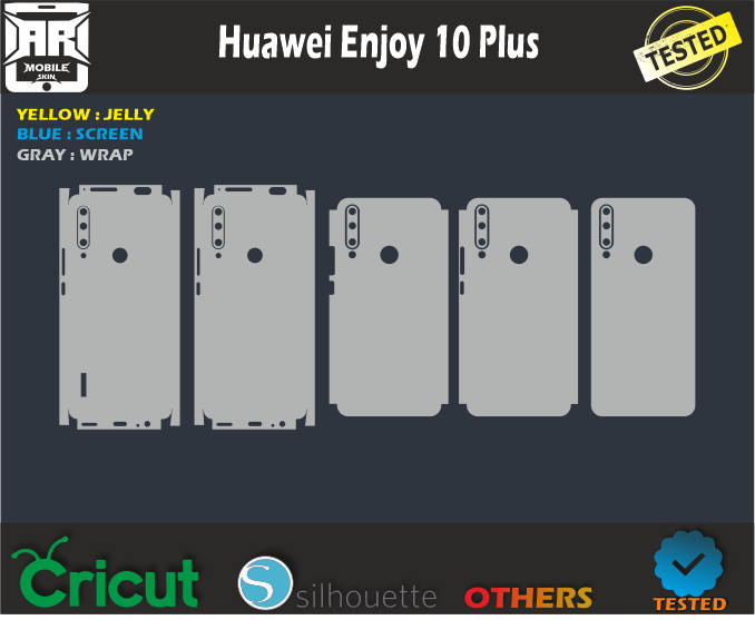 Huawei Enjoy 10 Plus Skin Template Vector