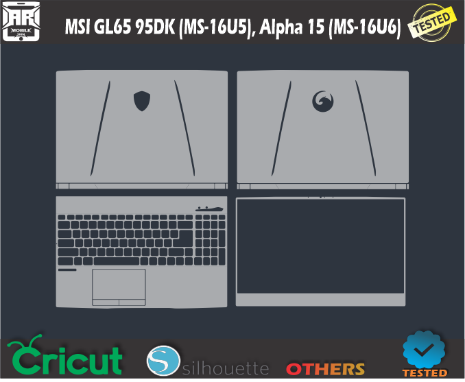 MSI GL65 95DK (MS-16U5)- Alpha 15 (MS-16U6) Skin Template Vector