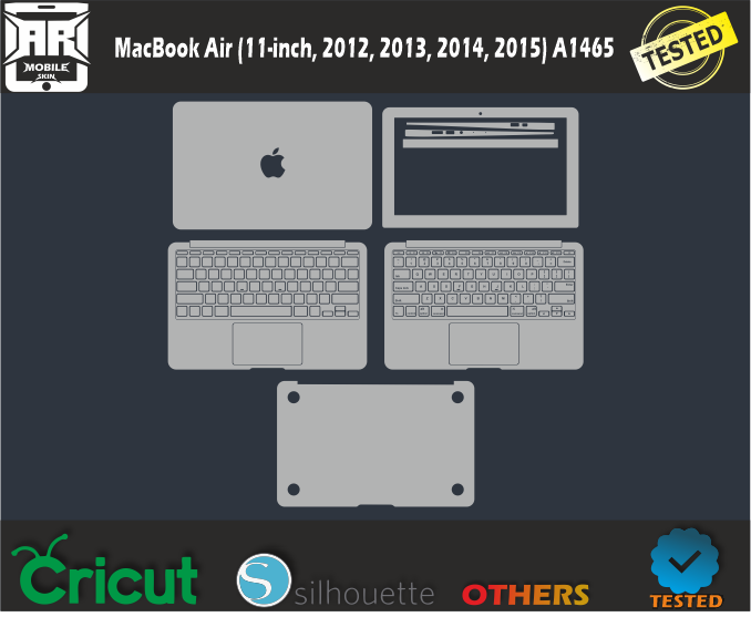 MacBook Air (11-inch, 2012, 2013, 2014, 2015) A1465 Skin Template Vector