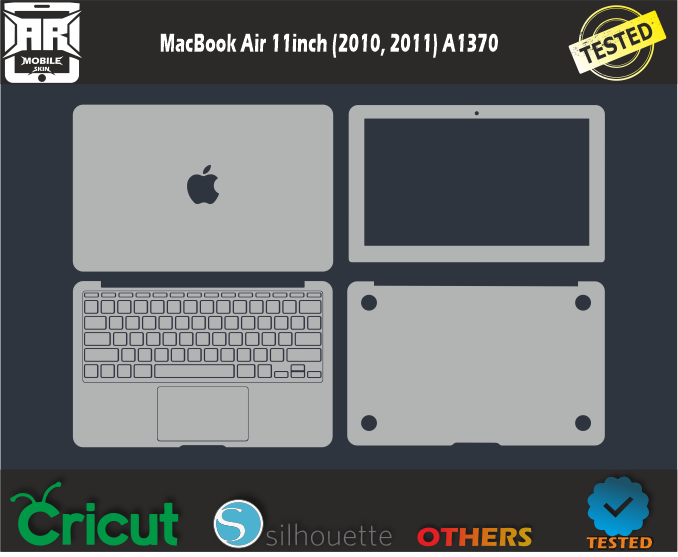 MacBook Air 11inch 2010, 2011 A1370 Skin Template Vector