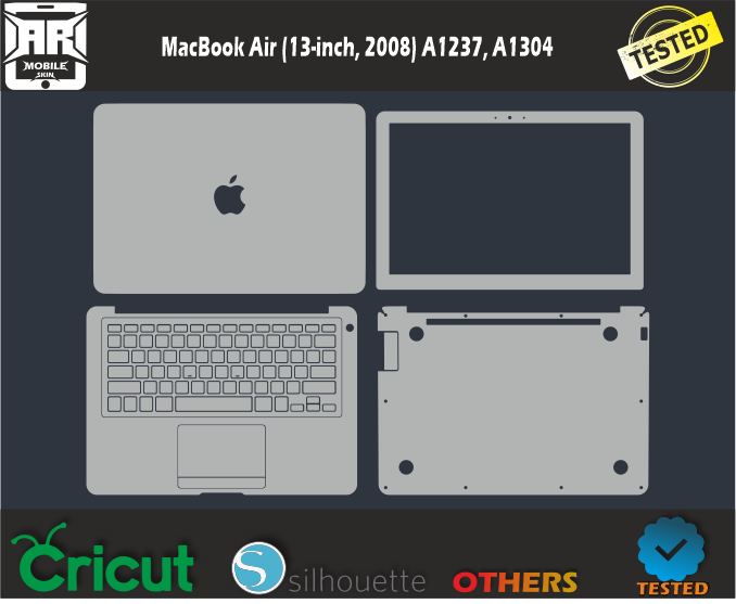 MacBook Air (13-inch, 2008) A1237, A1304 Skin Template Vector