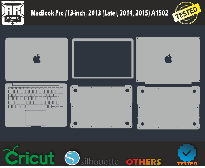 MacBook Pro (13-inch, 2013 (Late), 2014, 2015) A1502 Skin Template Vector
