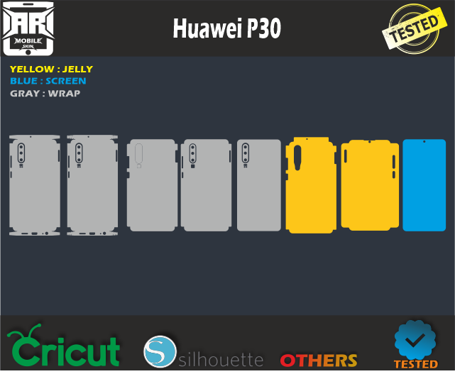 Huawei P30 Skin Template Vector