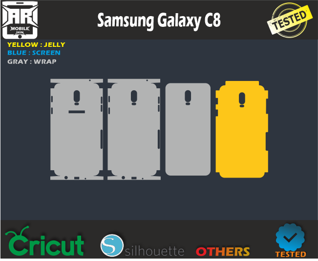 Samsung Galaxy C8 Skin Template Vector