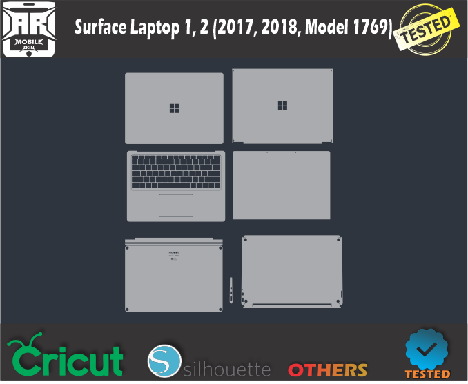 Surface Laptop 1, 2 (2017, 2018, Model 1769) Skin Template Vector