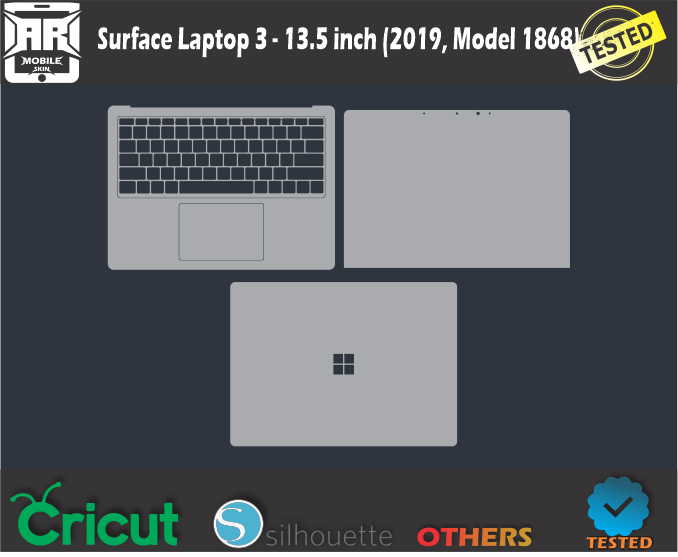Surface Laptop 3 – 13.5 inch (2019, Model 1868) Skin Template Vector