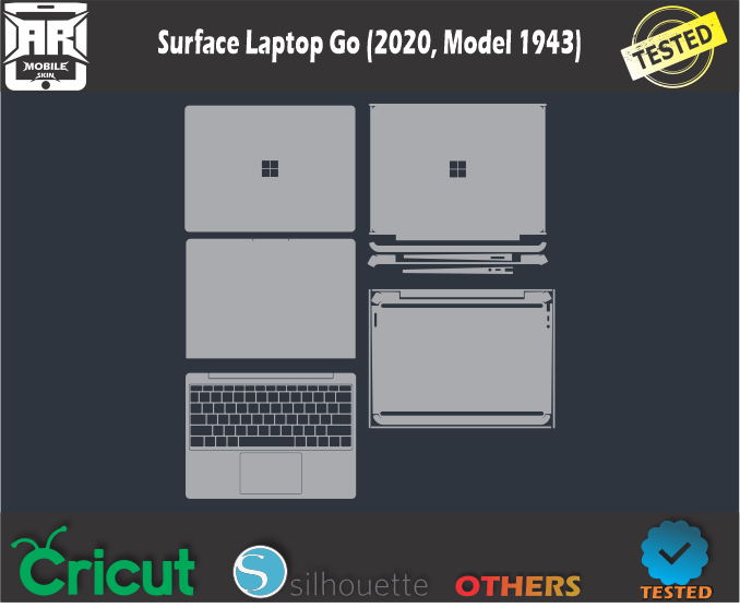 Surface Laptop Go (2020, Model 1943) Skin Template Vector