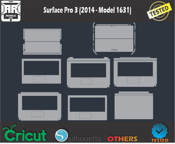 Surface Pro 3 (2014 – Model 1631) Skin Template Vector