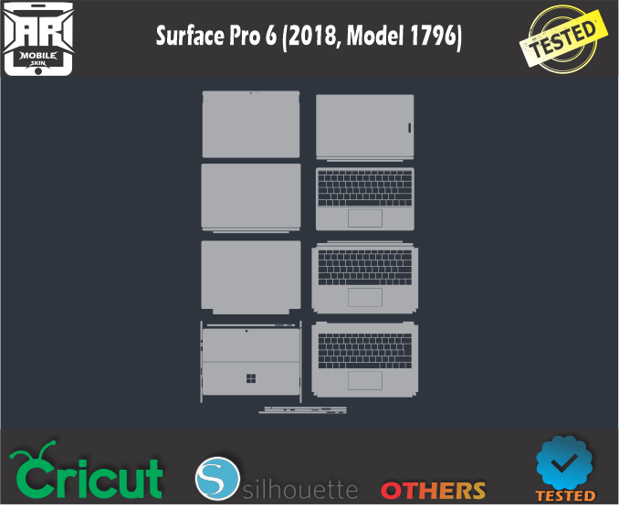 Surface Pro 6 (2018, Model 1796) Skin Template Vector