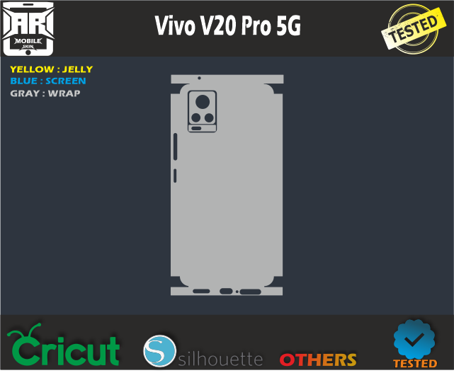 Vivo V20 Pro 5G Skin Template Vector