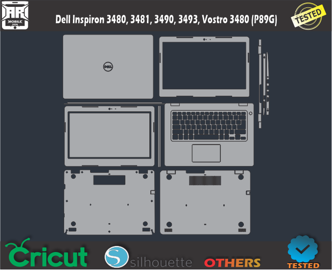 Dell Inspiron 3480, 3481, 3490, 3493, Vostro 3480 (P89G) Skin Template Vector