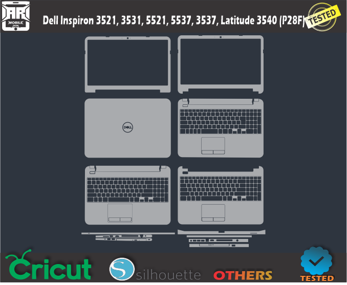 Dell Inspiron 3521, 3531, 5521, 5537, 3537, Latitude 3540 (P28F) Skin Template Vector