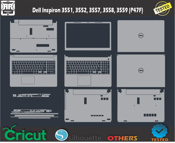 Dell Inspiron 3551, 3552, 3557, 3558, 3559 (P47F) Skin Template Vector