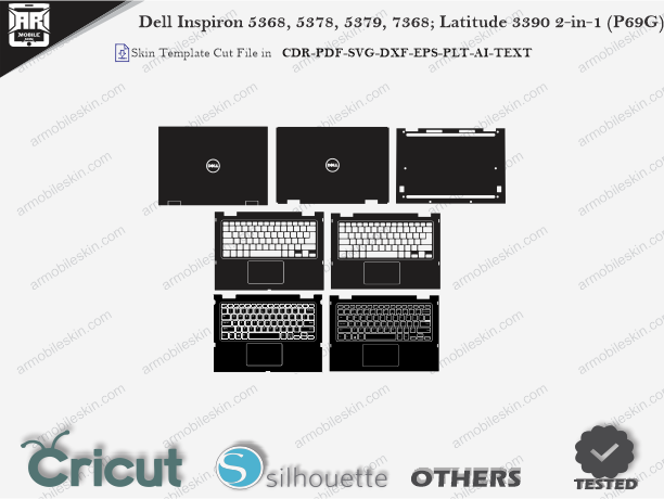 Dell Inspiron 5368, 5378, 5379, 7368; Latitude 3390 2-in-1 (P69G) Skin Template Vector